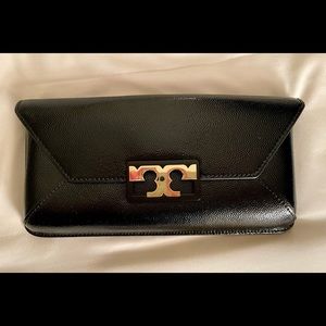 Tory Burch black envelope clutch EUC